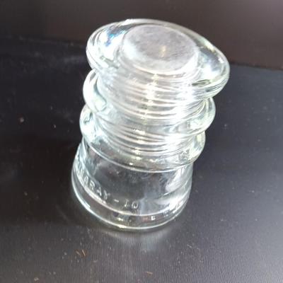Three clear glass Hemingray Glass Insulators