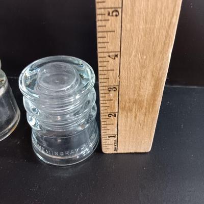 Three clear glass Hemingray Glass Insulators