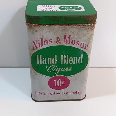 Nice 1950s Niles & Moser Cigar Tin, Tobacco Tin with Lid, Tobacciana