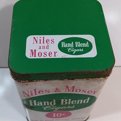 Nice 1950s Niles & Moser Cigar Tin, Tobacco Tin with Lid, Tobacciana