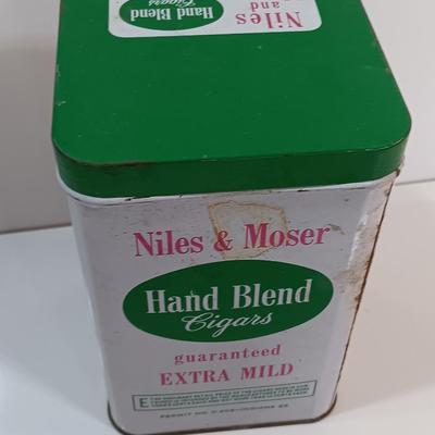 Nice 1950s Niles & Moser Cigar Tin, Tobacco Tin with Lid, Tobacciana