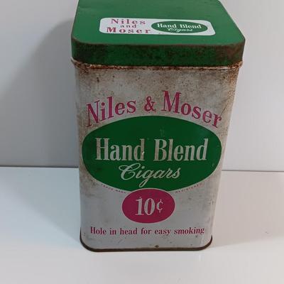 Nice 1950s Niles & Moser Cigar Tin, Tobacco Tin with Lid, Tobacciana