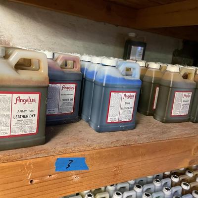 Shelf 3 Inventory Angelus Leather Dye 84 Pint Bottles