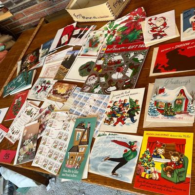 Box of christmas cards and stickers