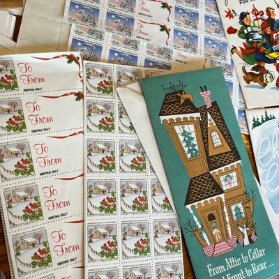 Box of christmas cards and stickers