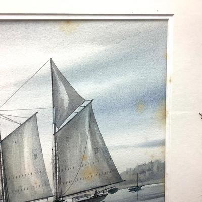 1048 Original Nautical Watercolor Painting Signed Morse 1971