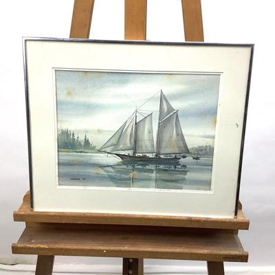 1048 Original Nautical Watercolor Painting Signed Morse 1971