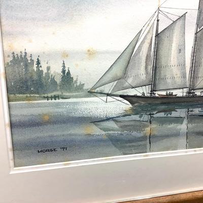 1048 Original Nautical Watercolor Painting Signed Morse 1971