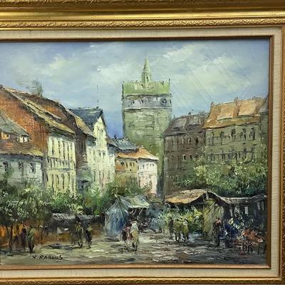 1081 Original Acrylic Market Streetscape by Rabous