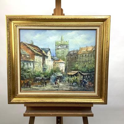 1081 Original Acrylic Market Streetscape by Rabous