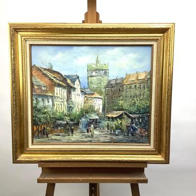 1081 Original Acrylic Market Streetscape by Rabous