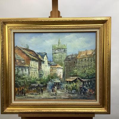 1081 Original Acrylic Market Streetscape by Rabous