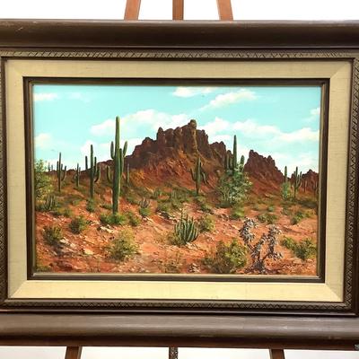 1085 Desert Scene with Cacti by Karl Weidhofer