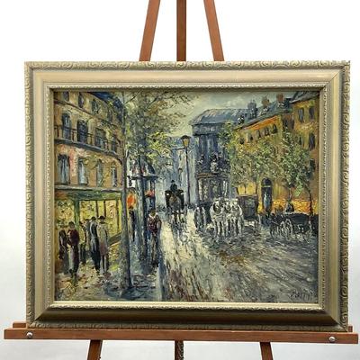 1086 Original Carriage Street Scene Signed
