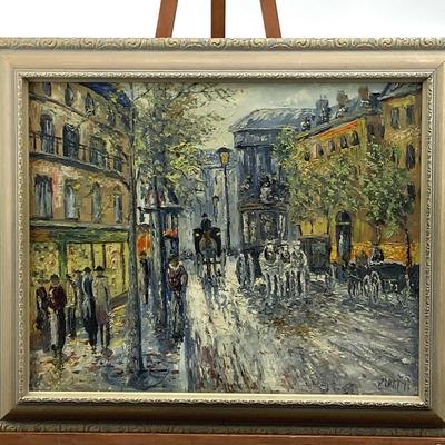 1086 Original Carriage Street Scene Signed