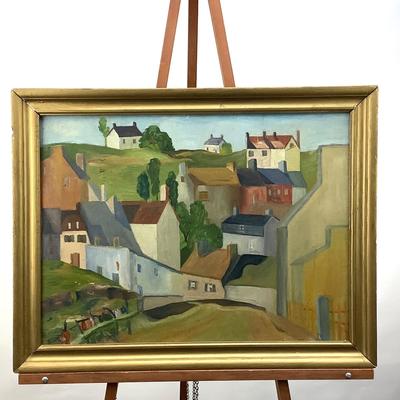 1087 Original Oil on Board Landscape Painting after Emmanuel Meuris