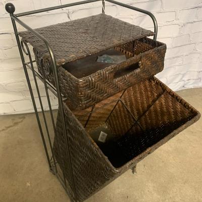 Brown Wicker Hamper with Drawer