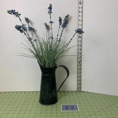 Artificial Lavender with Black Metal Vase