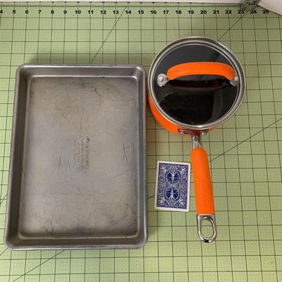 Baking Pan and Orange Pot with Lid