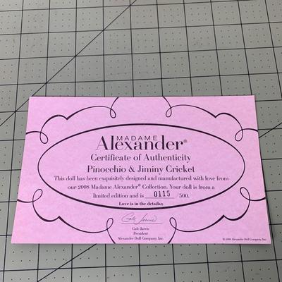 Madame Alexander Doll - Pinocchio & Jiminy Cricket