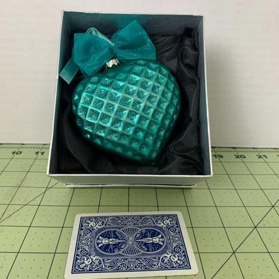 Green Heart Glitter Ornament