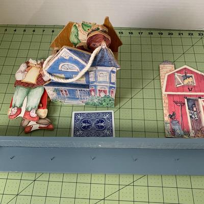 Wooden "Paper" Dolls - Christmas and Farm Set with Display Shelf