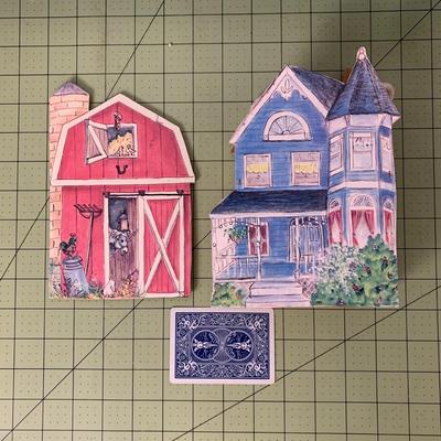 Wooden "Paper" Dolls - Christmas and Farm Set with Display Shelf