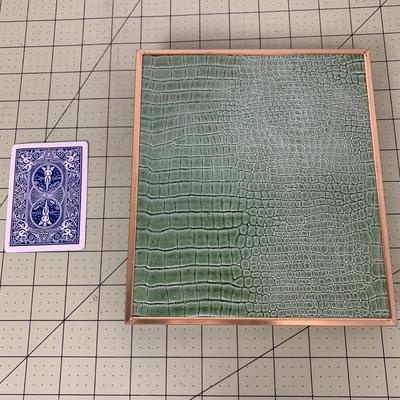 Silver Frame and Green/Gold Photo Album