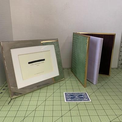 Silver Frame and Green/Gold Photo Album