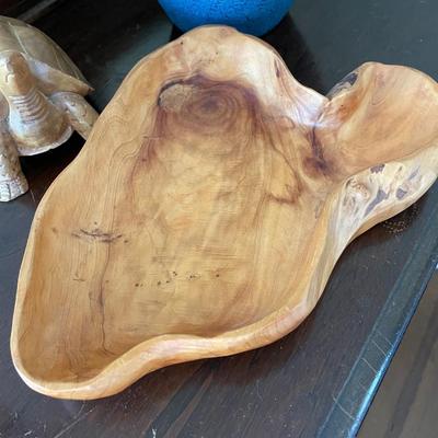 Wood Turtle and Bowl with Vase
