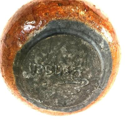 Lot #81  Studio Raku Pottery Vase - signed by Listed Artist Elinor Jensen