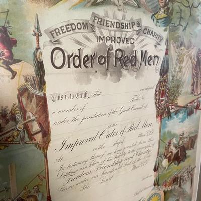 Order of Red Men Vintage Print Framed