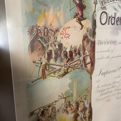 Order of Red Men Vintage Print Framed