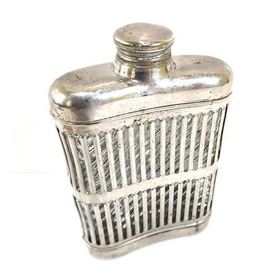 Lot #83  Antique Prohibition-era Chrome Cage Flask