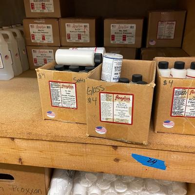 Shelf 24 Inventory Angelus Finisher (150+ Bottles) DeSalter (70+ Quarts) Leather Preparer (18 cans)