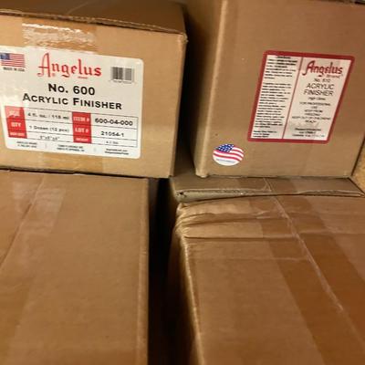 Shelf 24 Inventory Angelus Finisher (150+ Bottles) DeSalter (70+ Quarts) Leather Preparer (18 cans)