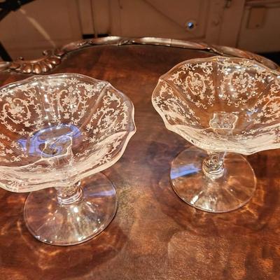 Lot #89  Pair Vintage Fostoria Crystal Compotes in the "Navarre" pattern
