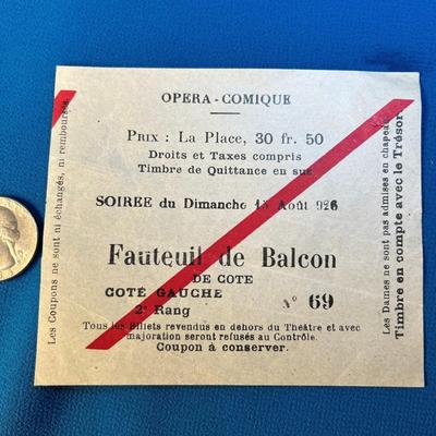 VINTAGE OPERA-COMIQUE TICKET 