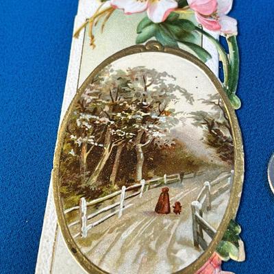 VINTAGE EMBOSSED CHRISTMAS GREETING BOOK MARK SIZED CARD