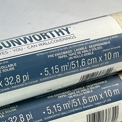 2 ROLLS OF DOUBLE ROLL VINYL WALLCOVERING PRE-PASTED NEUTRAL PATTERN