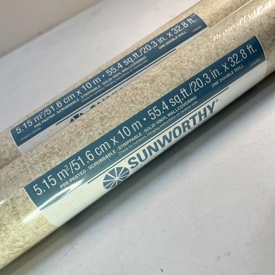 2 ROLLS OF DOUBLE ROLL VINYL WALLCOVERING PRE-PASTED NEUTRAL PATTERN