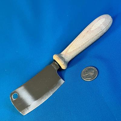 WOOD HANDLED STAINLESS CHEESE KNIFE? CHOPPER TOOL