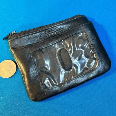 BUXTON BLACK "VELVET TOUCH" LEATHER COIN, CARD HOLDER