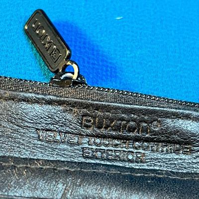 BUXTON BLACK "VELVET TOUCH" LEATHER COIN, CARD HOLDER
