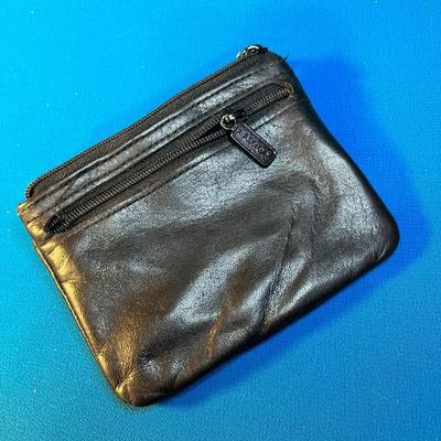 BUXTON BLACK "VELVET TOUCH" LEATHER COIN, CARD HOLDER