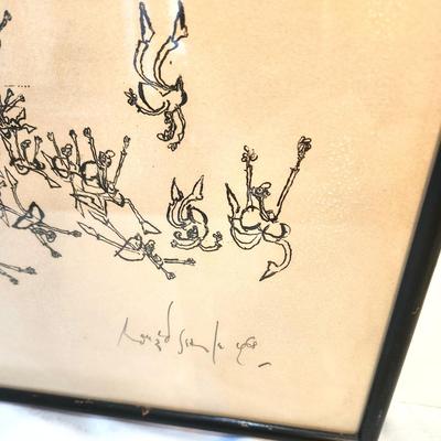 Lot #106  Color Lithograph "The Coming of the Cat God" by listed artist Ronald Searle