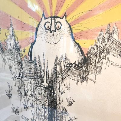 Lot #106  Color Lithograph "The Coming of the Cat God" by listed artist Ronald Searle