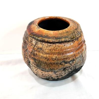 Lot #107  Contemporary Raku Pottery Vessel