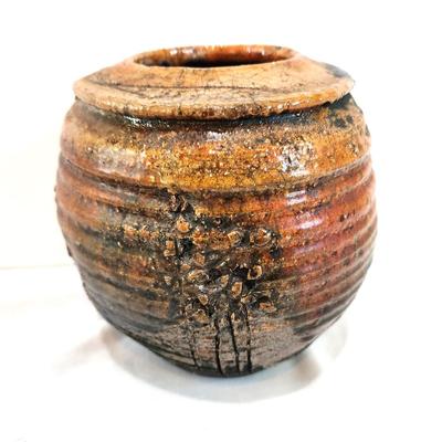 Lot #107  Contemporary Raku Pottery Vessel