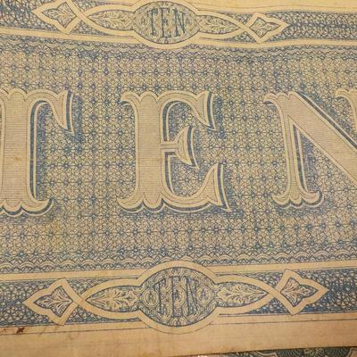 1860 Confederate ten dollar bill. REAL  est. $20 to $50.